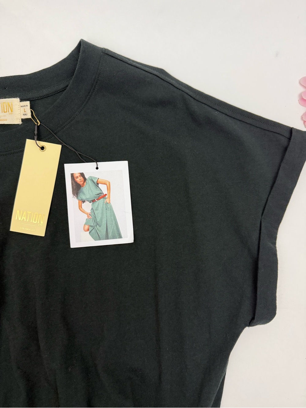 Nation LTD Garcelle Organic Cotton T-Shirt Midi Maxi Dress Jet Black Minimalist - Picture 8 of 16